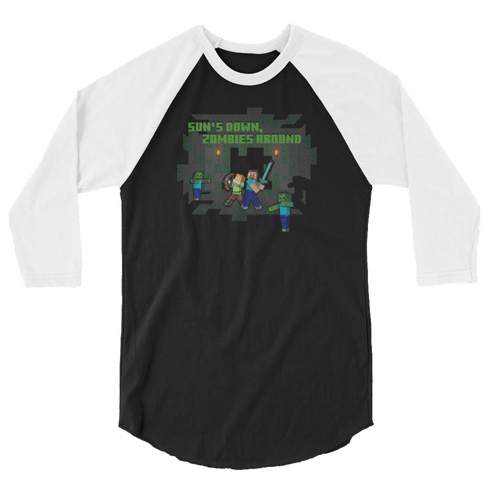 Image of Minecraft Sun's Down, Zombies Around Raglan T-Shirt