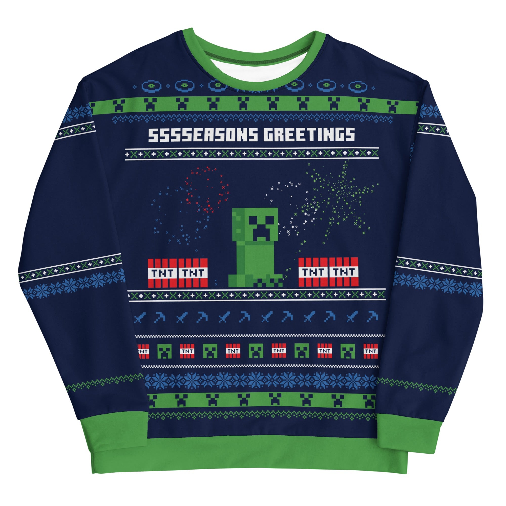 Image of Minecraft Seasons Greetings Creeper Holiday Sweatshirt