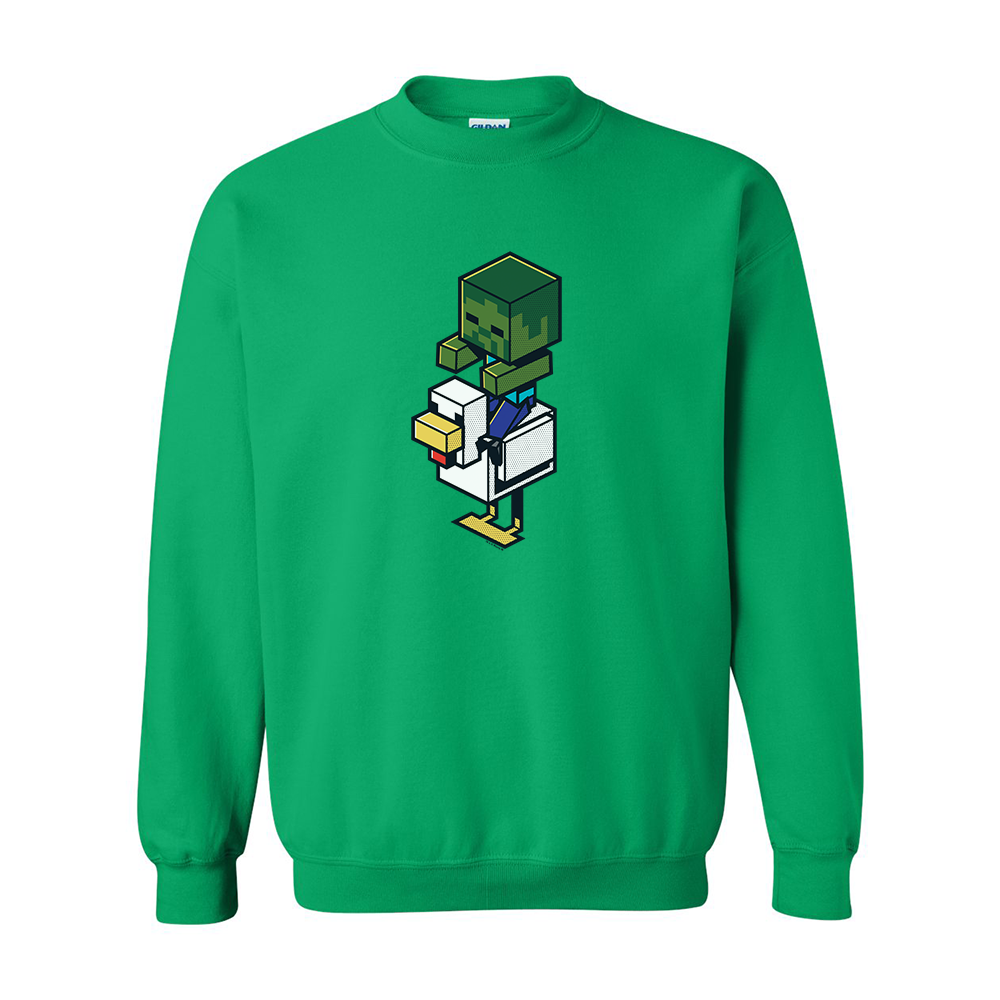 Image of Minecraft Jolly Mobs Chicken Jockey Fleece Crewneck Sweatshirt