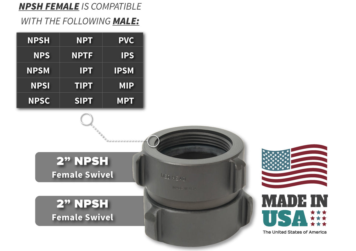 2 Inch NPSH Female x 2 Inch NPSH Female Compatibility Thread Chart