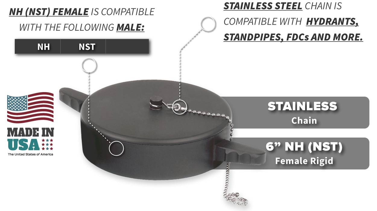 6 Inch NH-NST Female Long Handle Cap Rigid Compatibility Thread Chart