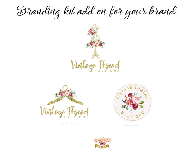 Pretty Vintage Birdcage Logo Design, Antique Shop Logo, Watercolor Branding Package, Custom Retro Logo, Rustic Premade Logo, Brand Bundle