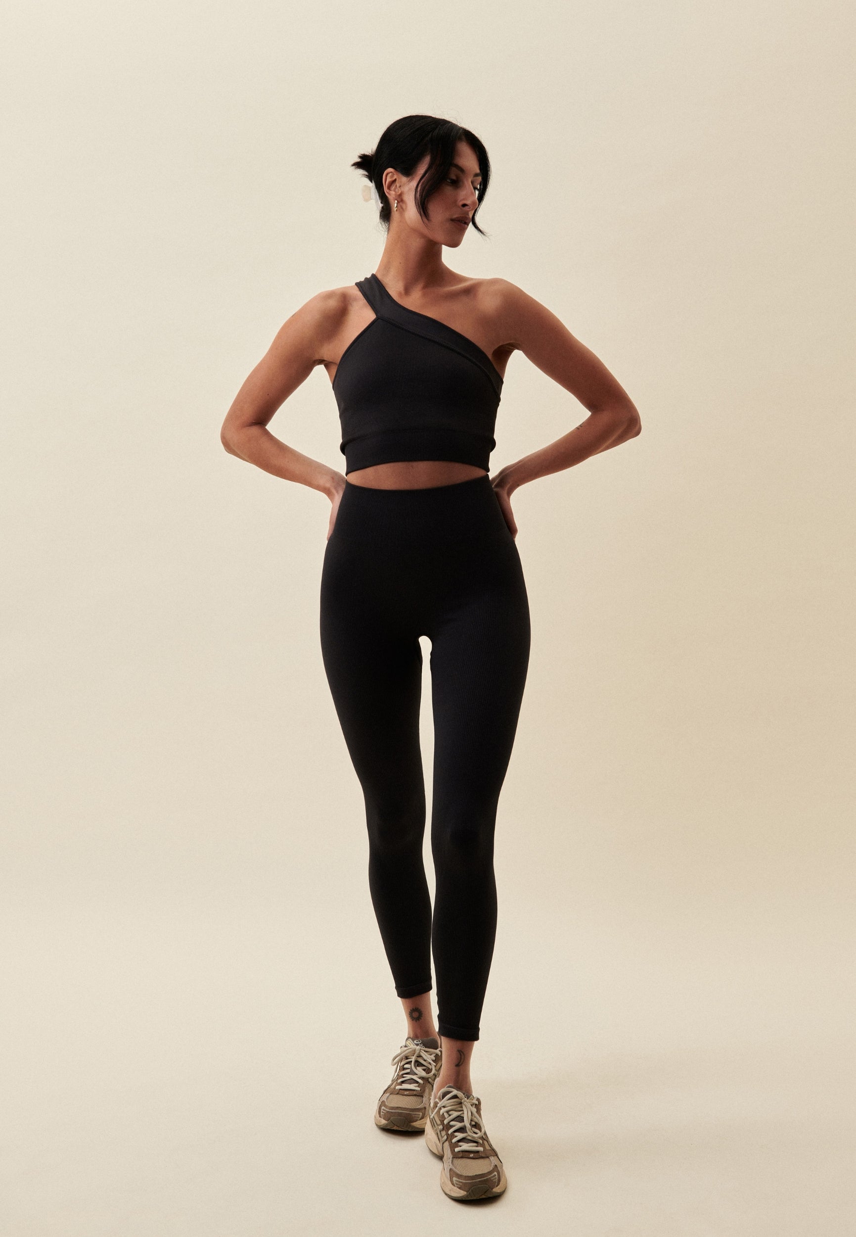 Ribbed Seamless Leggings - Dusty Black