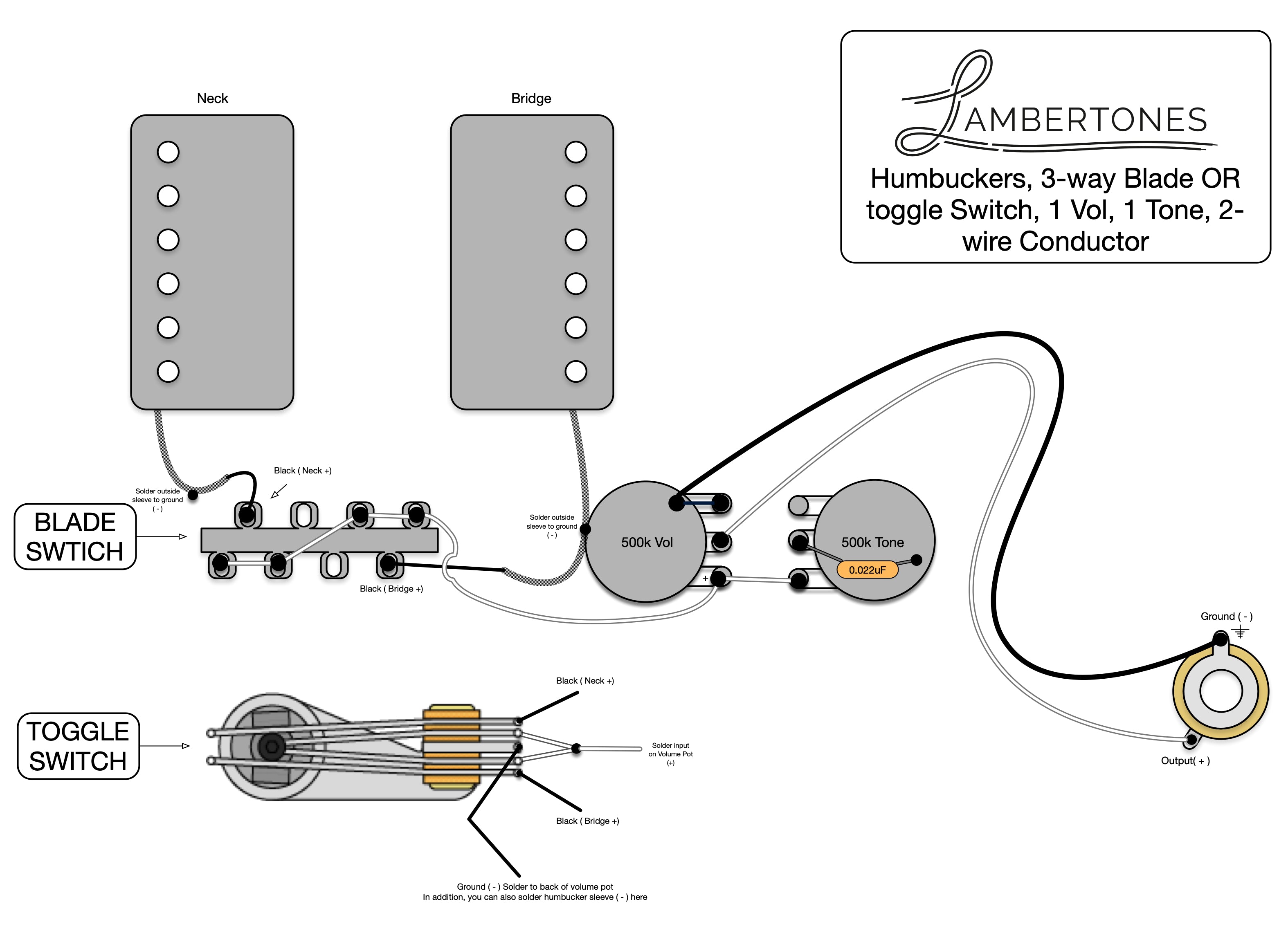 Wiring Diagrams - Humbucker – Lambertones Pickups