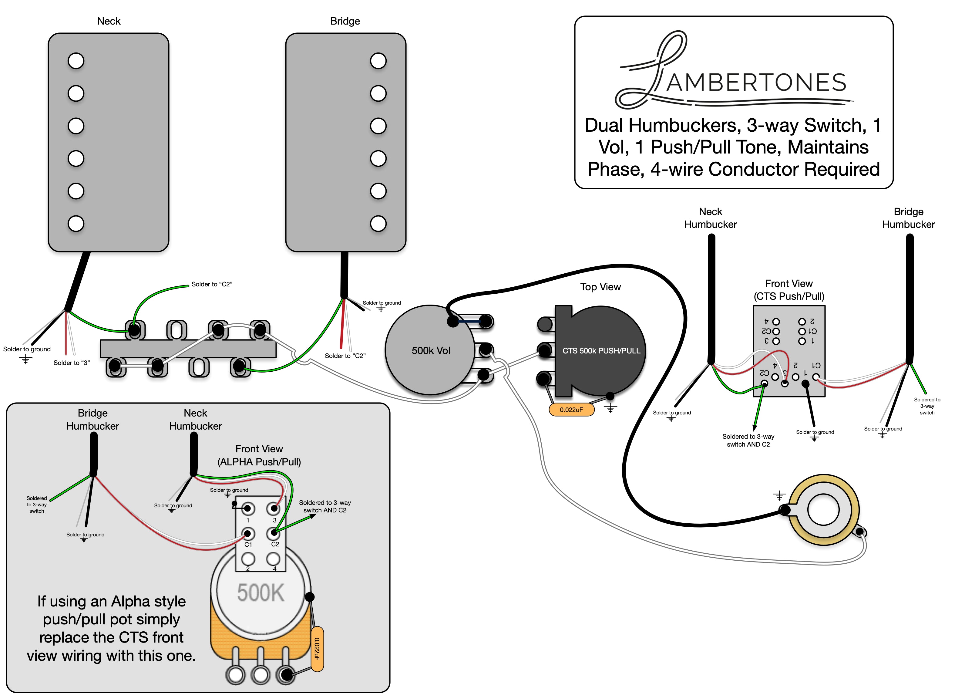 Wiring Diagrams Humbucker Lambertones Llc