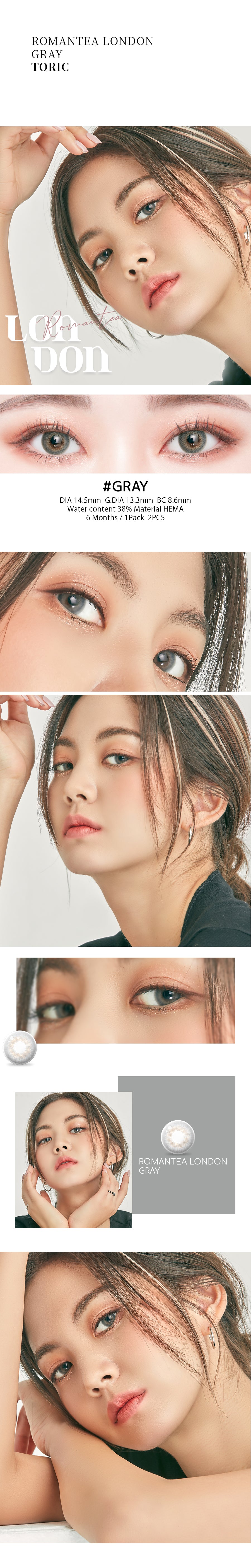 Romantea London Gray Toric colored lenses