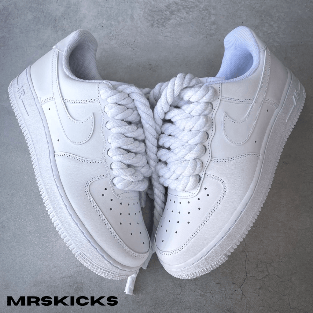 Custom Nike Air Force One Low With Light Pink Rope Laces 