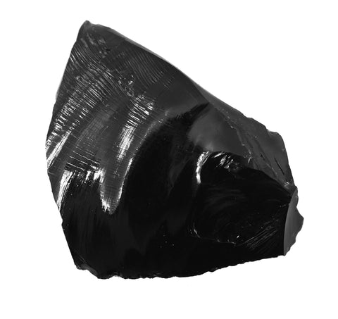 a black rock on a white background black obsidian