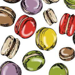 tissus avec motifs de macarons