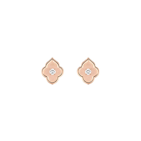 Luce - 1 Diamond Rose Gold Stud Earrings
