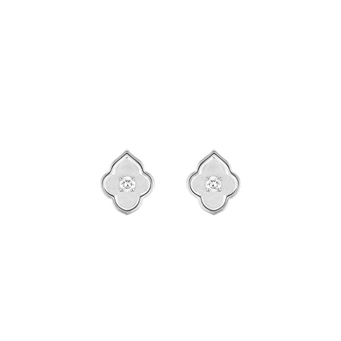 The Luce Stud 1-Diamond Earrings in White Gold