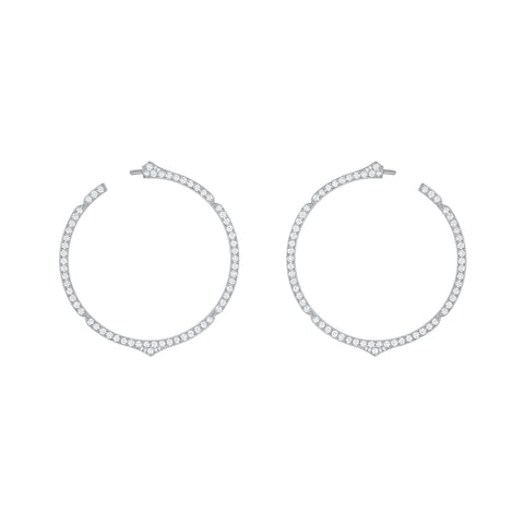 The Aura Diamond Hoop Earrings in White Gold