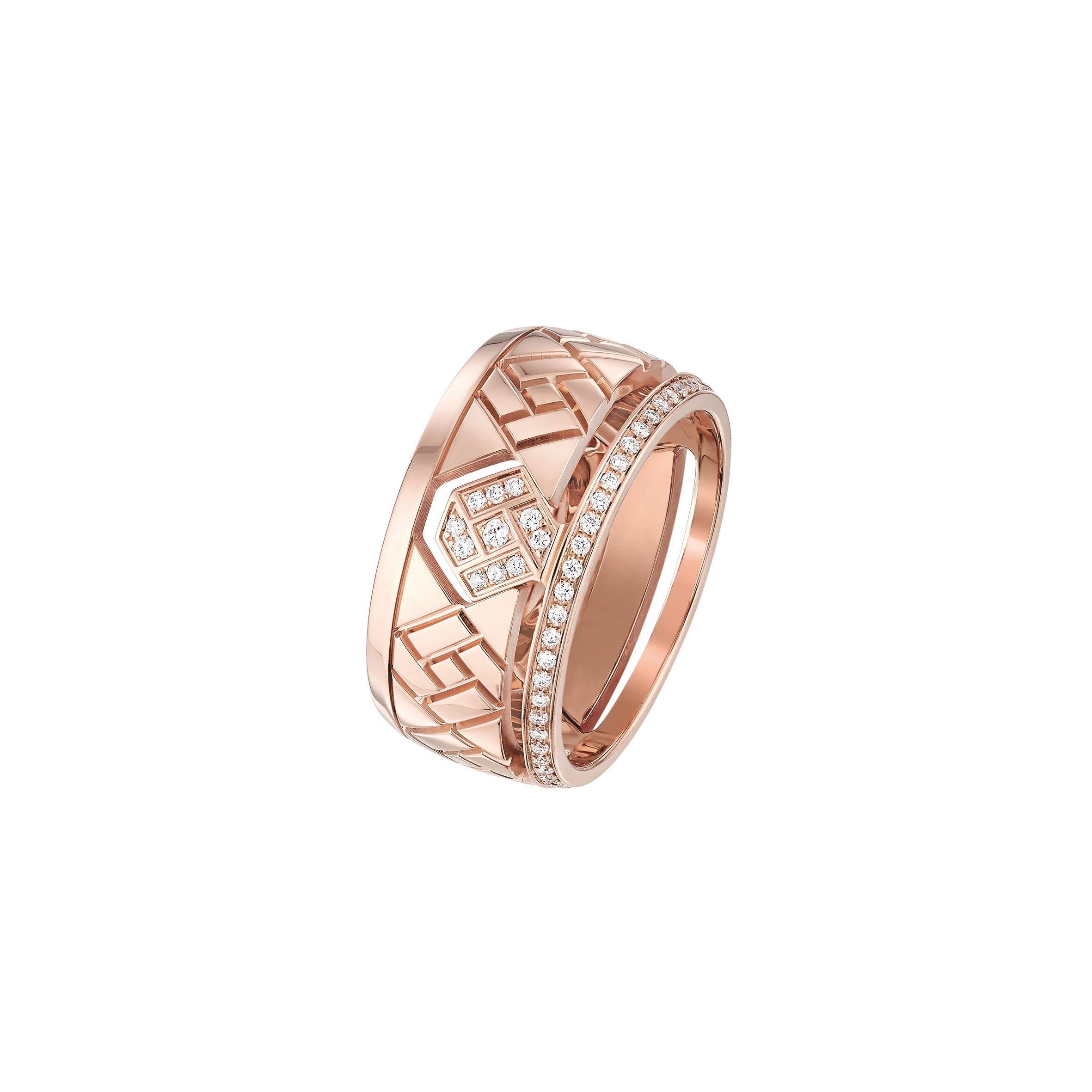 Or rose - La petite bague Grafik avec diamants