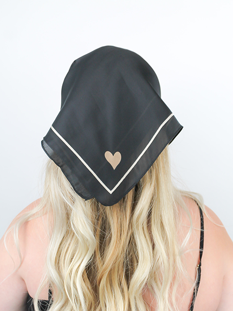 Black and Tan Heart Hair Scarf