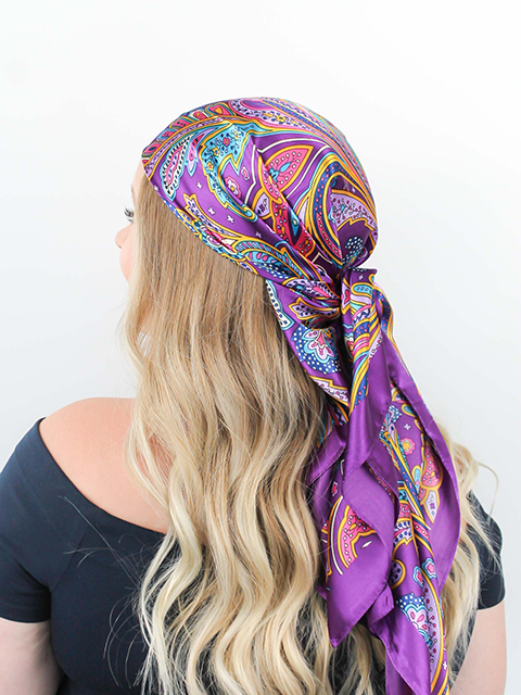 Purple Rainbow Paisley Hair Scarf