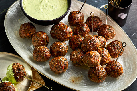 Spicy Lamb Meatballs and Green Goddess Sauce