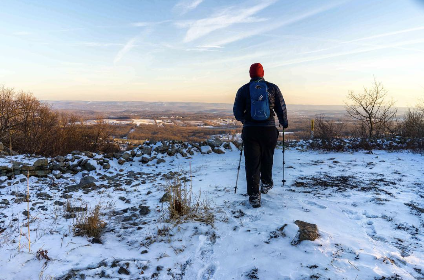 Hiking on the Appalachian Trail during winter in New Jersey. Photo by Colleen Goldhorn