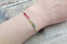 Load image into Gallery viewer, Watermelon Tourmaline Bar Bracelet in Gold Fill
