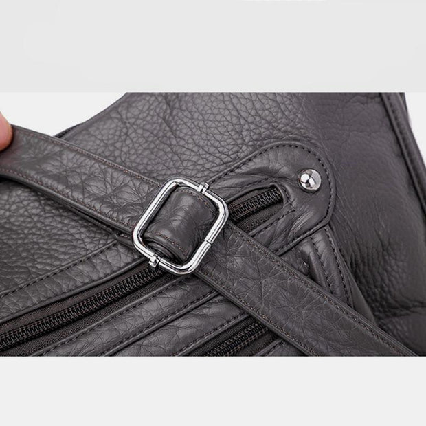 Large Capacity Multi-Pocket Soft Crossbody Bag