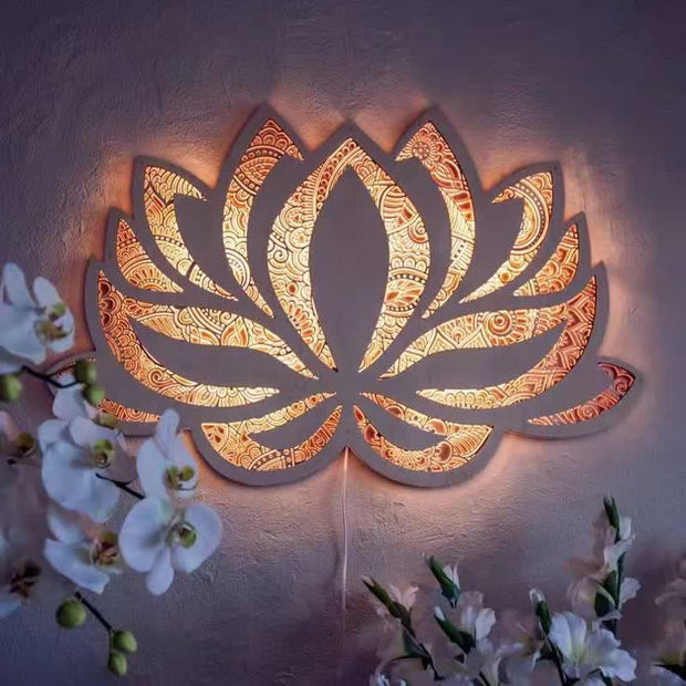 Lotus Flower Mandala Wall Lamp Room Decoration Bohemian Wall Art