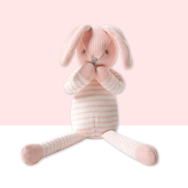 Stuffed Bunny Striped Rabbit Plush Toy Pink 14"