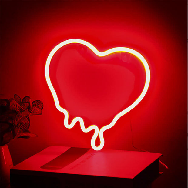 Melting Heart Red Neon Light for Wall Decor Dripping Heart LED Sign Lights