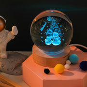 3D Crystal Ball Small Night Light Dynamic Ornaments Desk Decoration