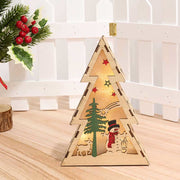 Christmas Table Decor Lighted Wooden Christmas Tree with Hollow Lights