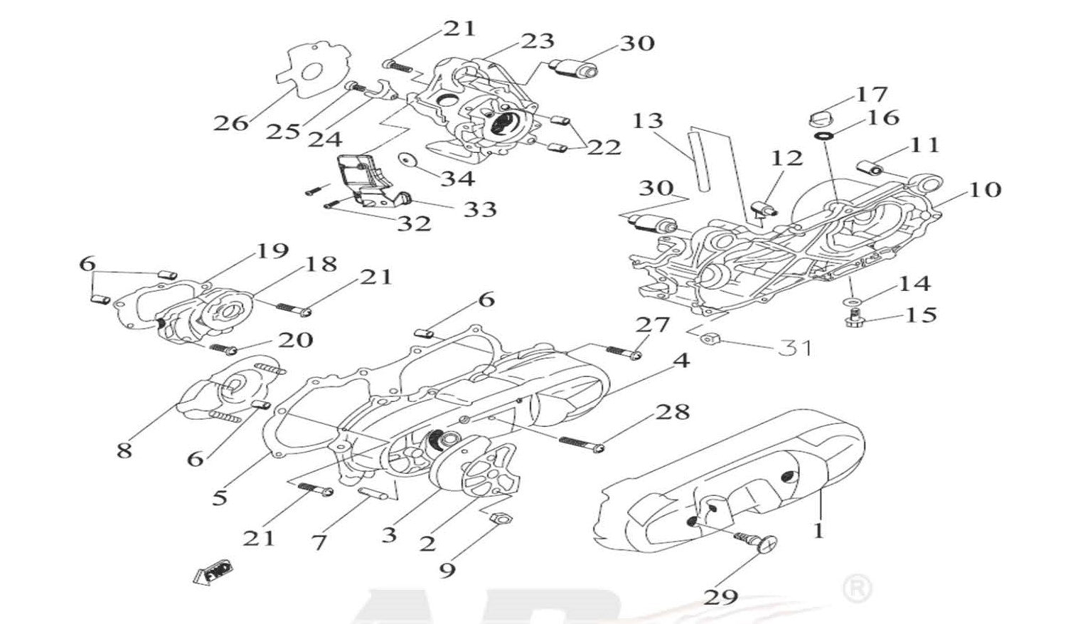 #05 Gasket L Crankcase 50/90/100cc