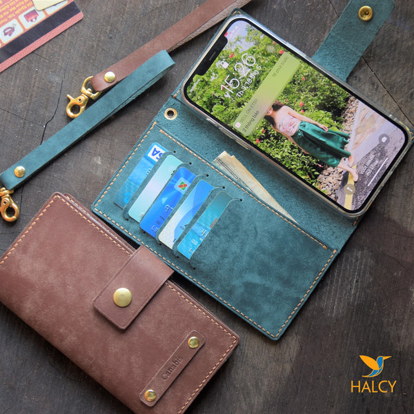 Leather Two phone case with belt loop, Leather Dual Phone Case, Leathe –  Halcy WORLD