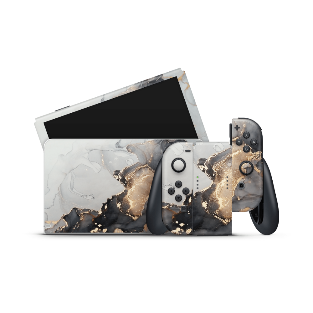 Black Marble Game Skins Designed to Fit Nintendo Wii U Systems