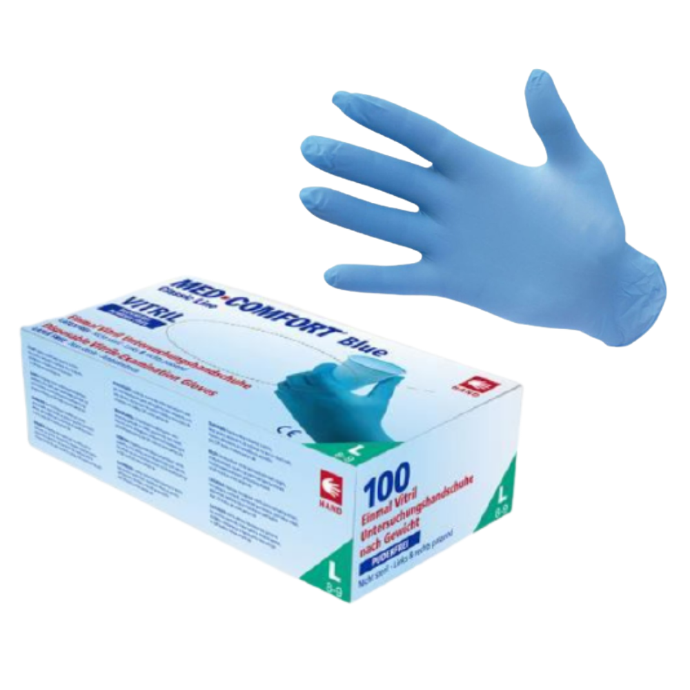 MedComfort® Powder-Free Blue Vitrile Examination Gloves — Enquipmedical
