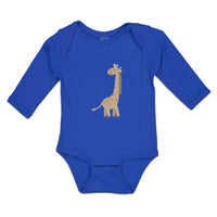 Long Sleeve Bodysuit Baby Cute Giraffe Turning Side View with Closed Eyes Cotton - Cute Rascals