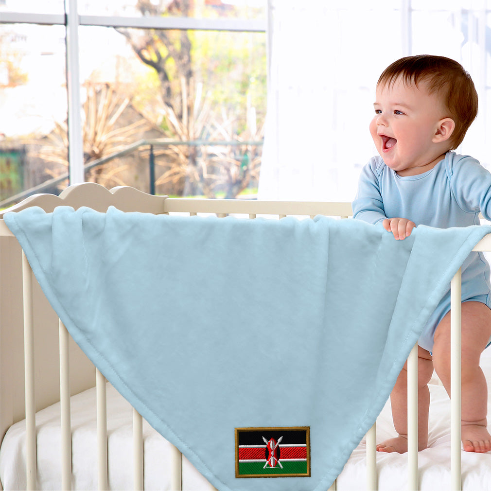  Plush Baby Blanket Kenya Embroidery Receiving Swaddle Blanket Polyester