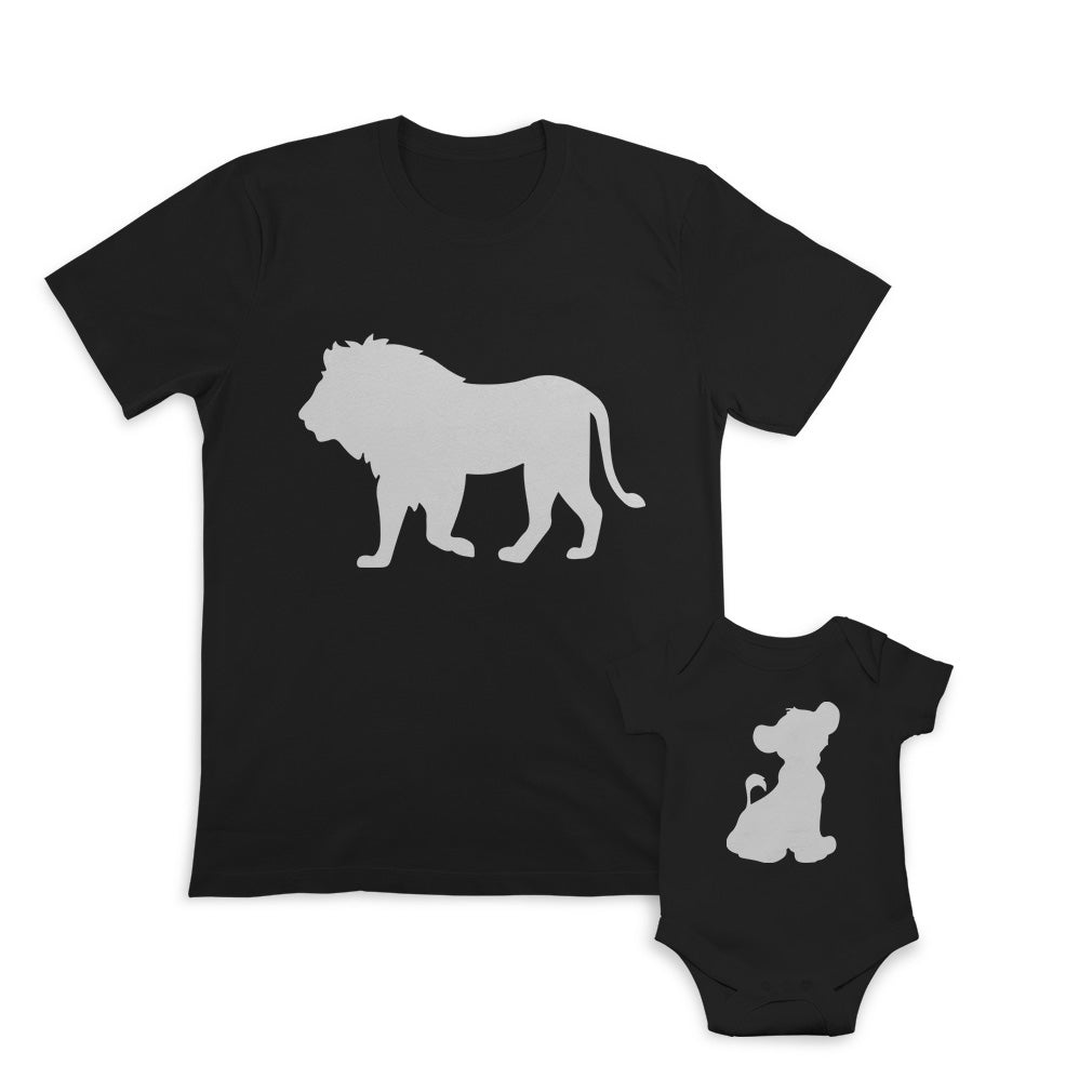 Daddy and Baby Matching Outfits Lion Animal Silhouette Jungle - Cub Baby Lion