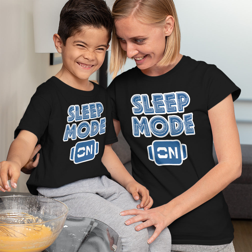 Mommy and Me Outfits Sleep Mode on Button Cotton
