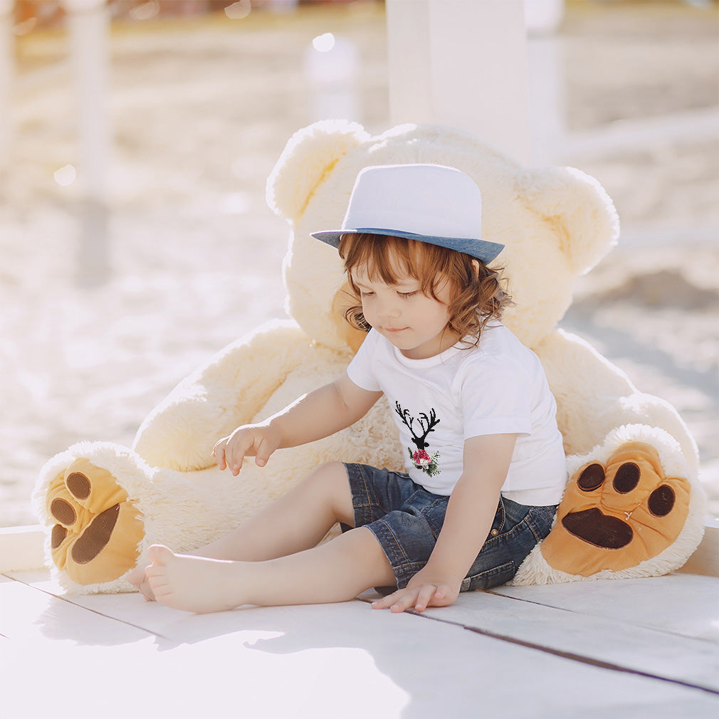 Toddler Clothes Abstract Flowers Silhouette Deer Head with Horns Toddler Shirt