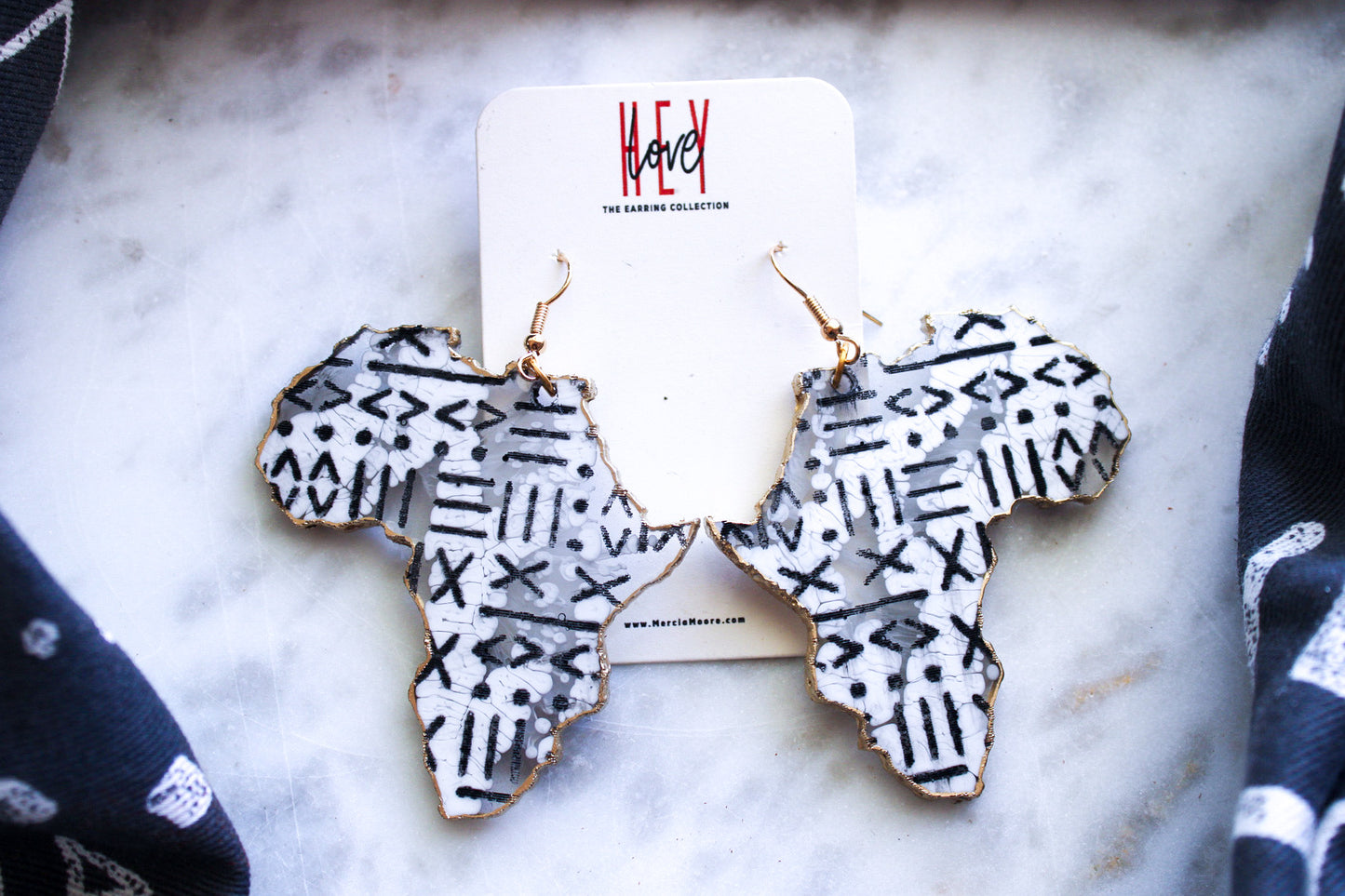 Mudcloth Engraved Africa Statement Earrings