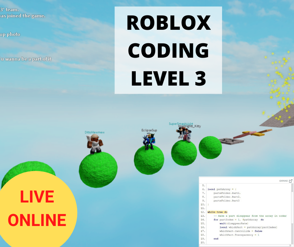 Online Roblox Coding Level 3 Term 3 2021 Online Coding Class For K Thinklum - roblox accounts 3 3 2021