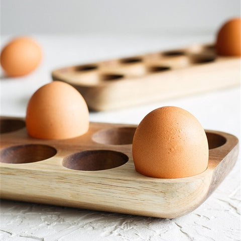 Rustic Wooden Egg Holder with 12 Natural Wooden Eggs – Back Home Direct