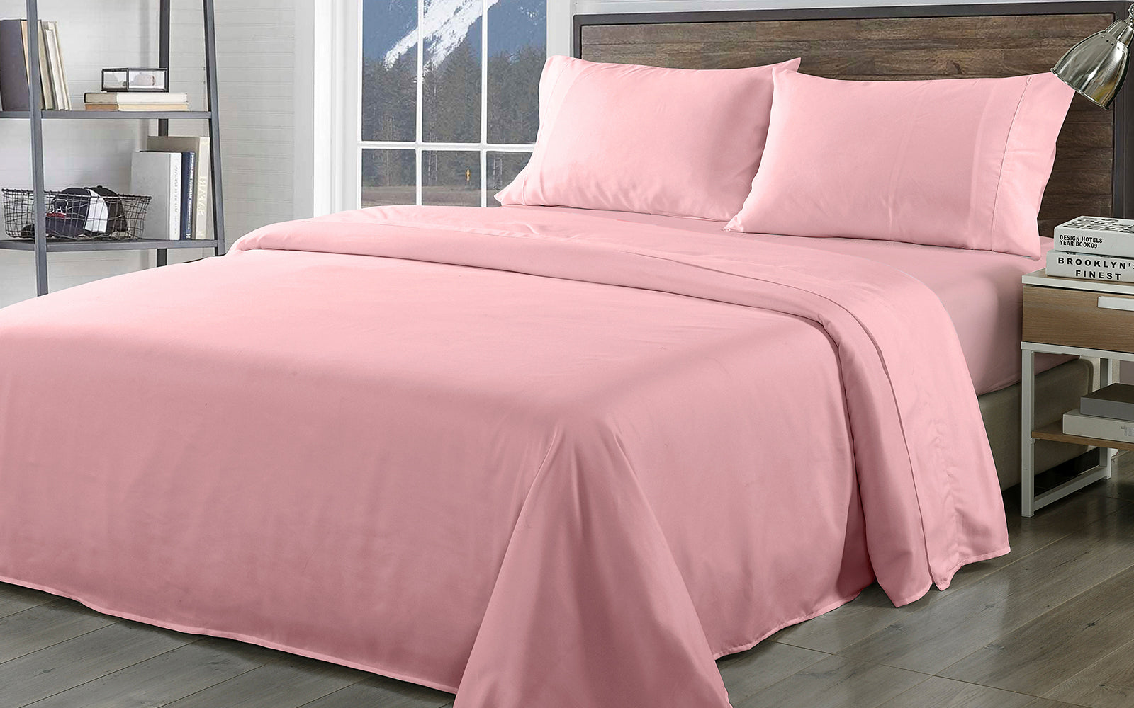 Royal Comfort Bamboo Blend Sheet Set 1000TC and Bamboo Pillows 2 Pack Ultra Soft King Blush - Retail Discount Store