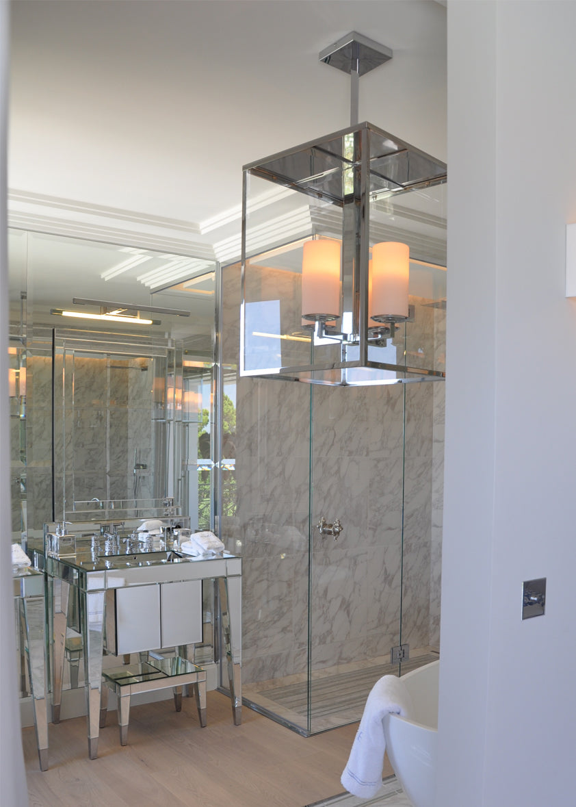 Authentage_bellefeu vitrine Lantern_bathroom light_customised for Dôme Project interiors in Switzerland