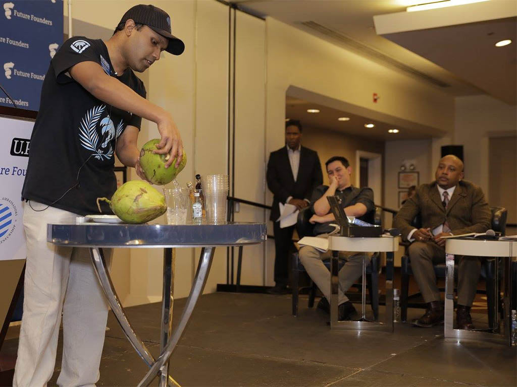 Cocovana Sheldon Barrett 2015 National U.Pitch College Pitch Competition Chicago Coconut Twist Pouring Water Shark Tank Daymond John