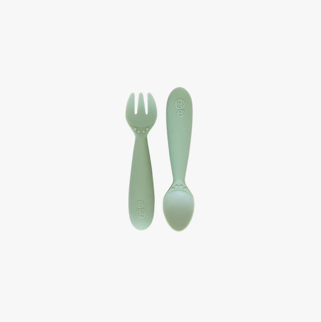  ezpz Mini Utensils (Fork & Spoon in Blue) - 100% BPA