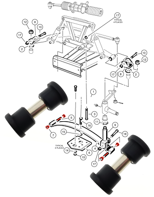 Club Car Precedent OEM Bushing Kit, Front Lower Spring & Front