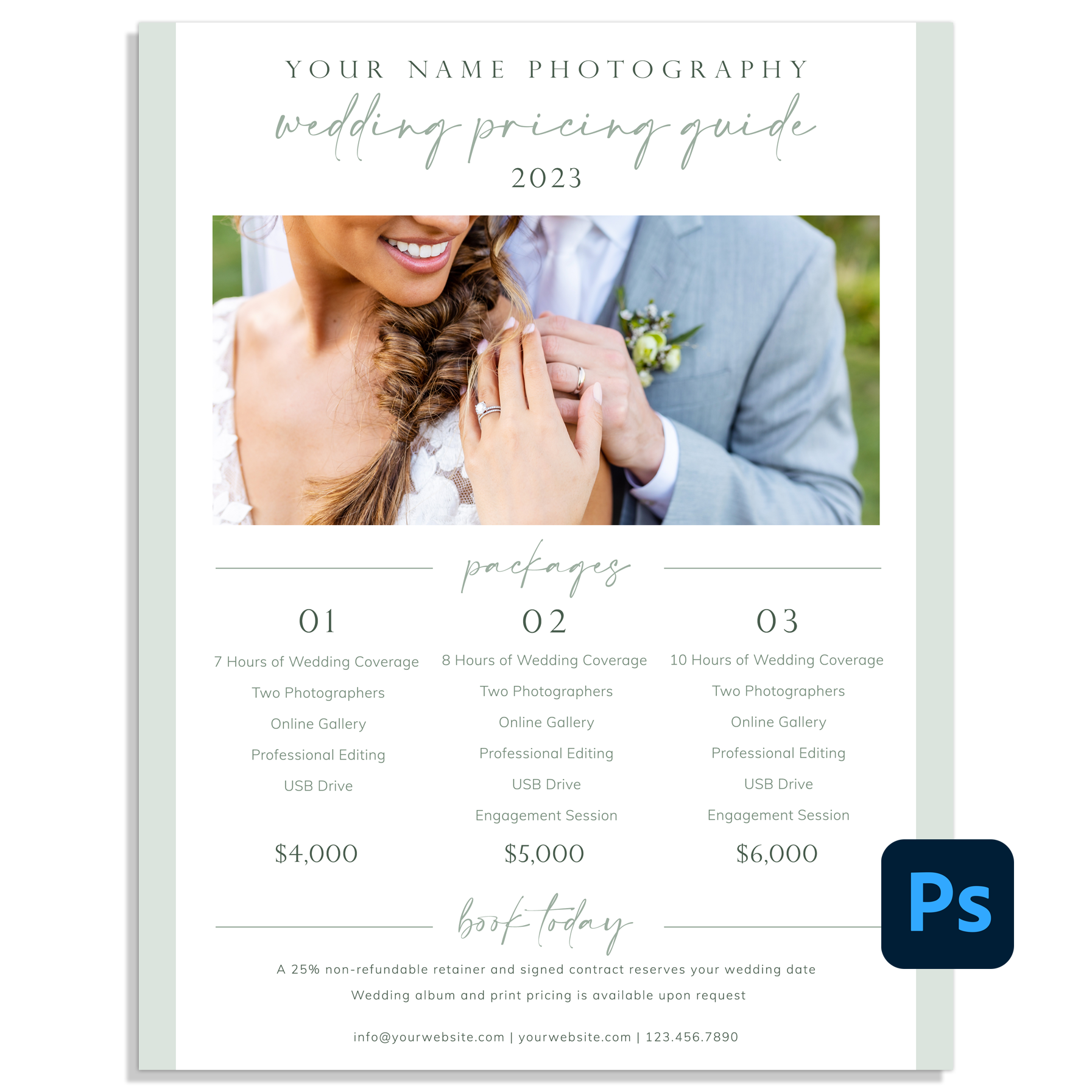 wedding photography price list template