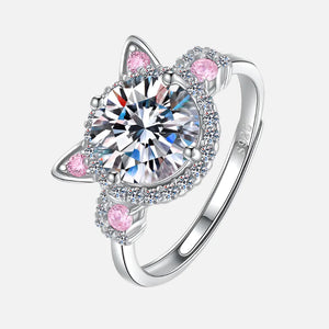 Adjustable Cat Ears Ring with Zirconia - UULTC