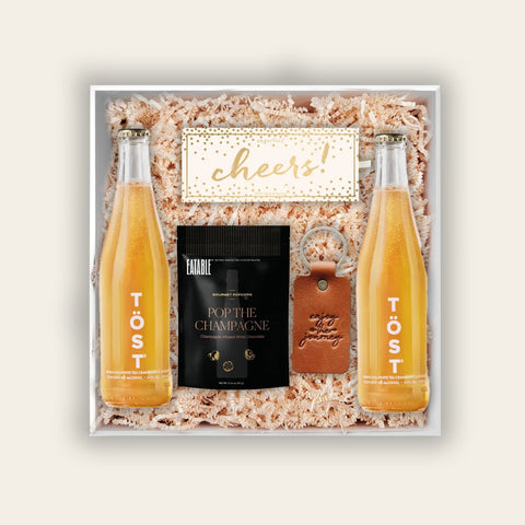 Cheers, congrats themed gift box
