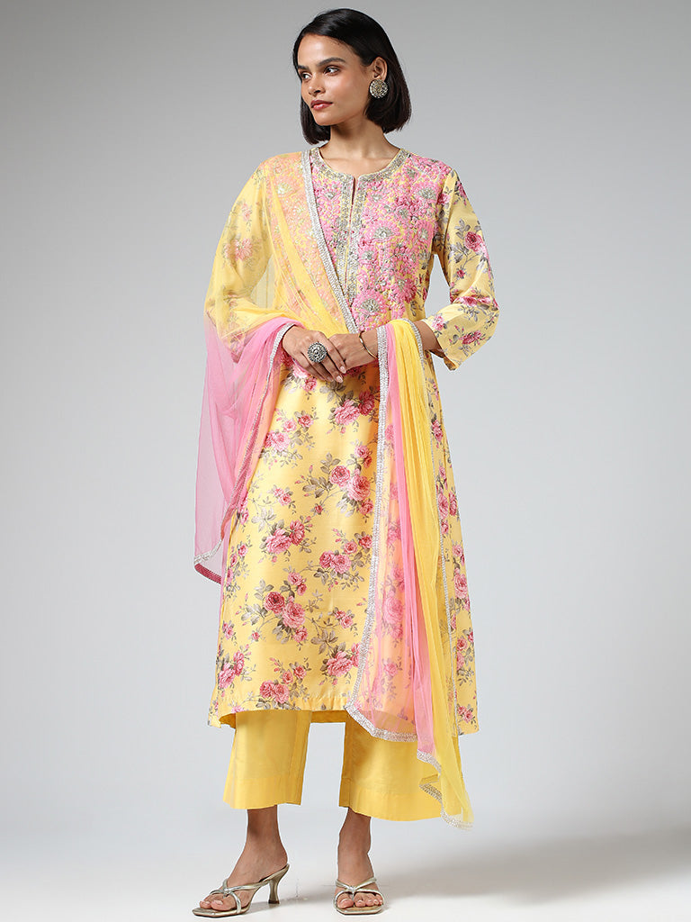 Buy Vark Yellow Kurta, Sharara & Dupatta Set from Westside