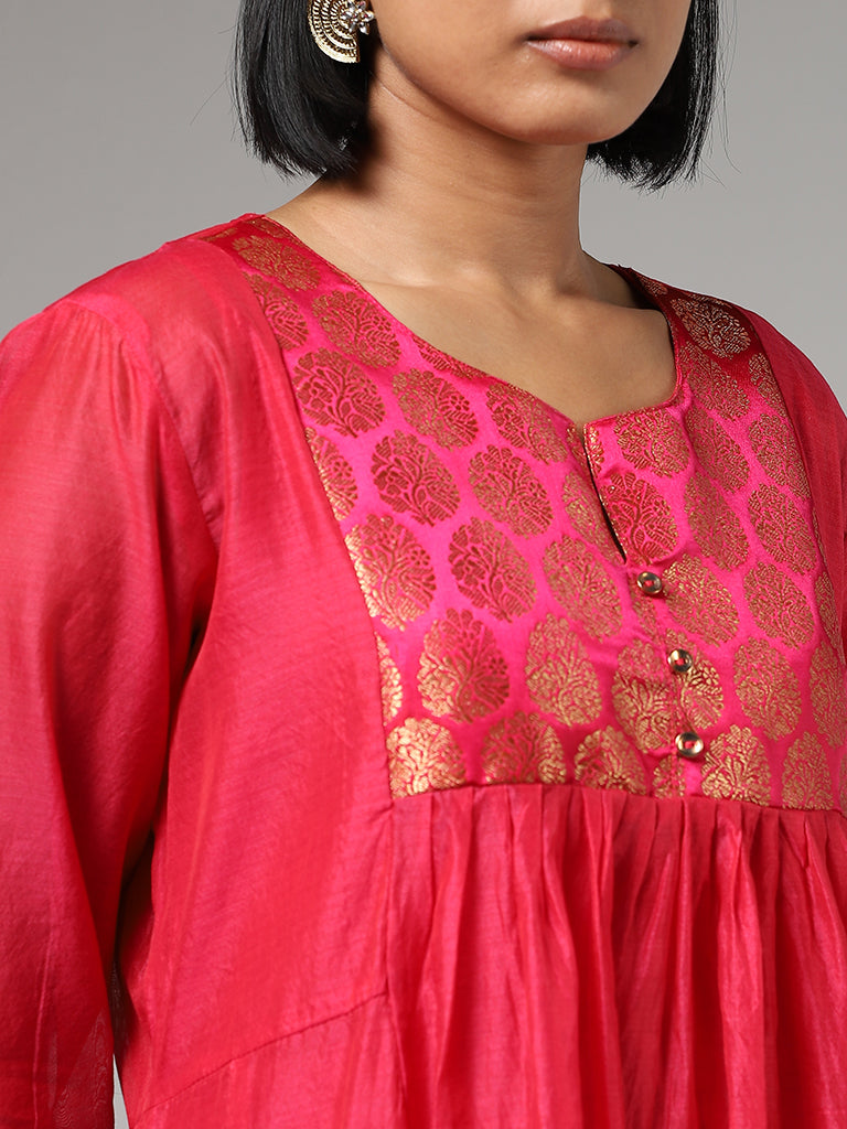 Silk Fabric Neck work with Fumka Work Dupatta Bandhani Dress Material (  Unstitched) – Ethenika.com